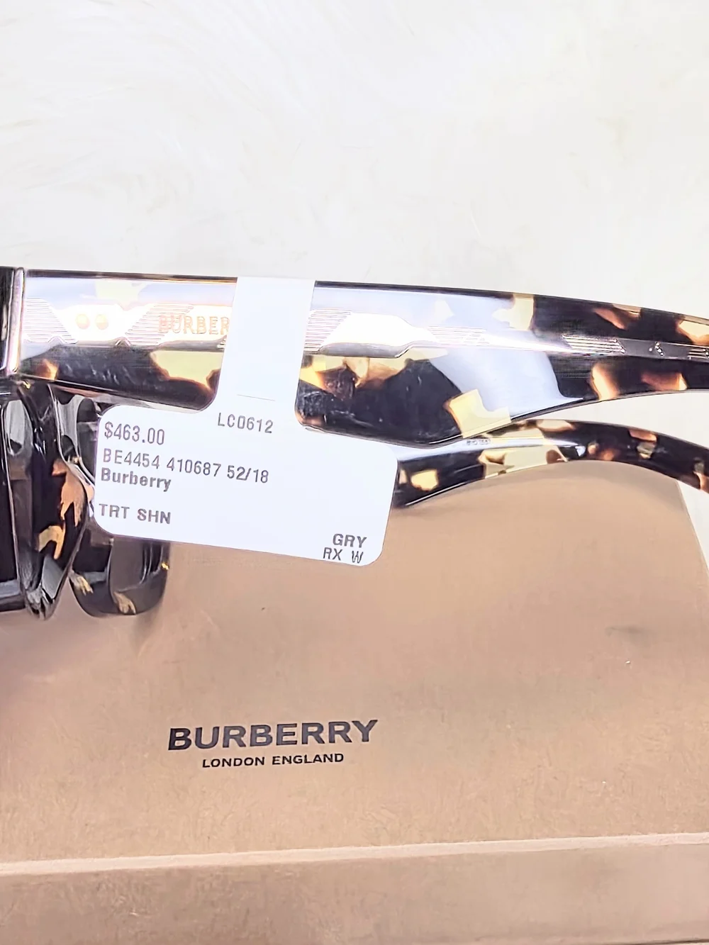 Burberry Tortoise Shell/Havana Gold Sunglasses Dark Gray Lenses NWT Retail $463 - Picture 10 of 10